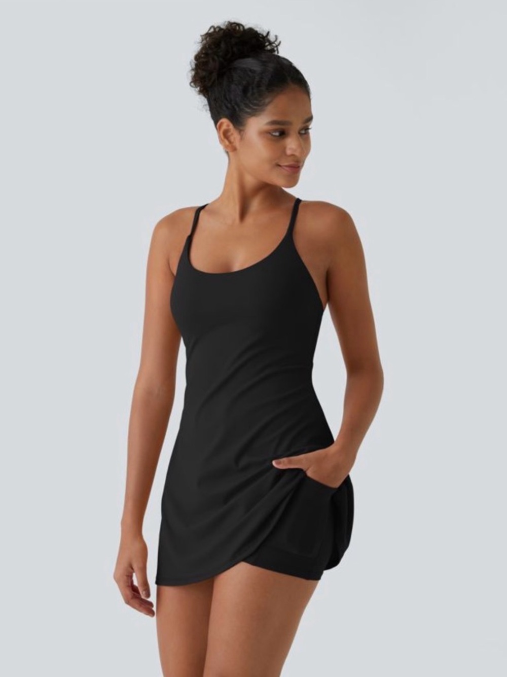 NWT HALARA SoftlyZero™ Plush Backless Active Tennis Dress Easy Peezy XL Black